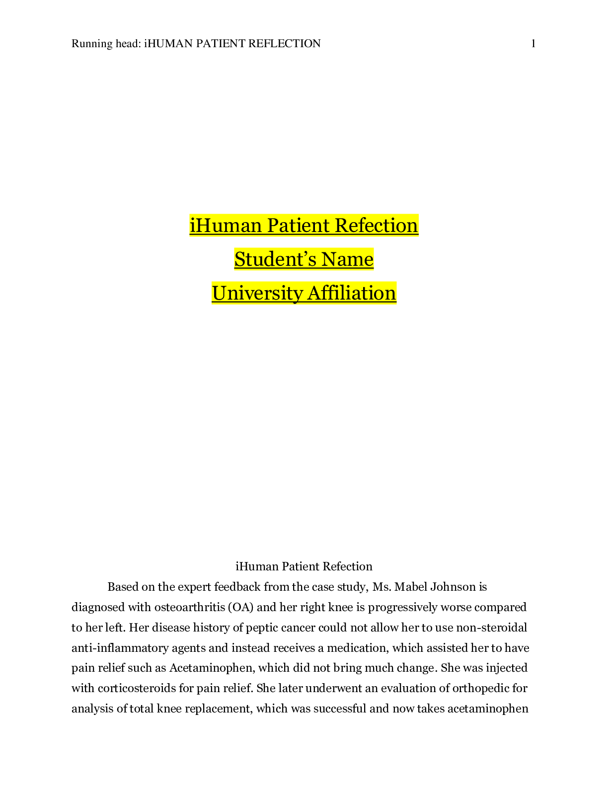 Preview image for iHuman Patient Refection